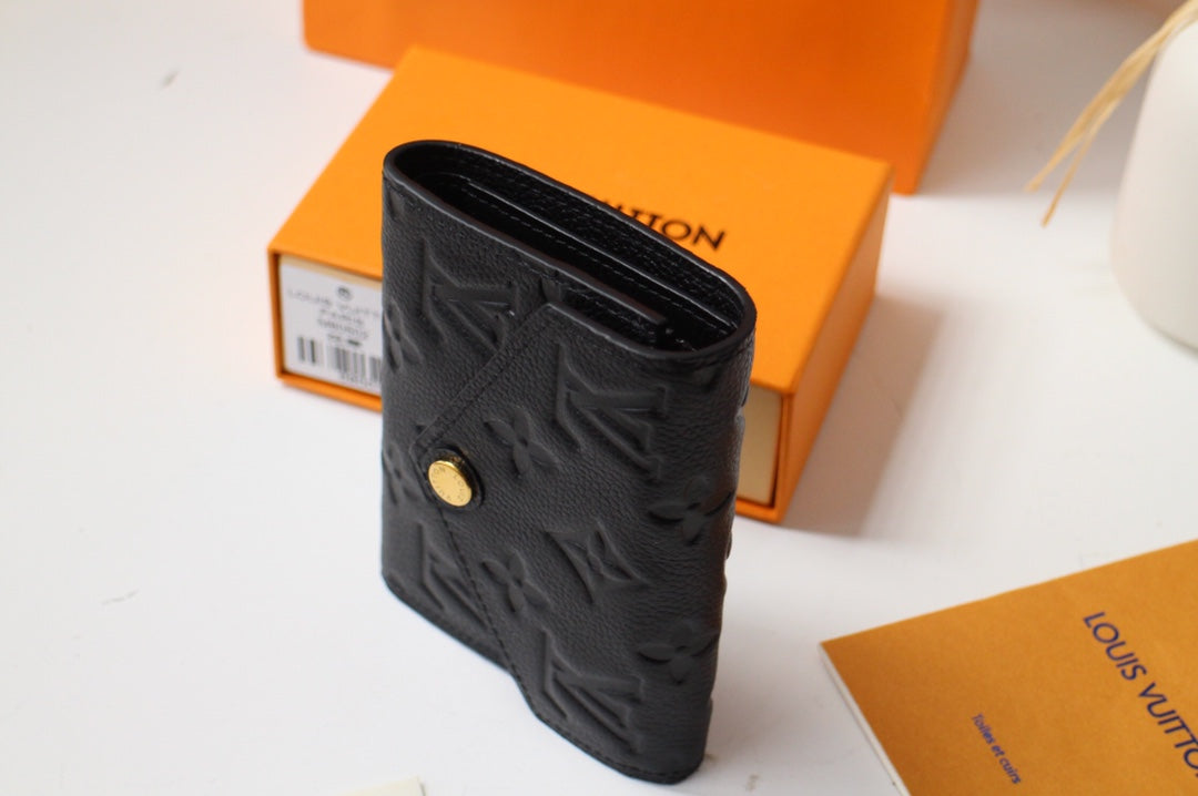 ヴィクトリーヌ ウォレット 12CM ブラック モノグラム アンプラント レザー