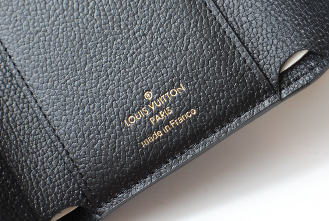 ヴィクトリーヌ ウォレット 12CM ブラック モノグラム アンプラント レザー