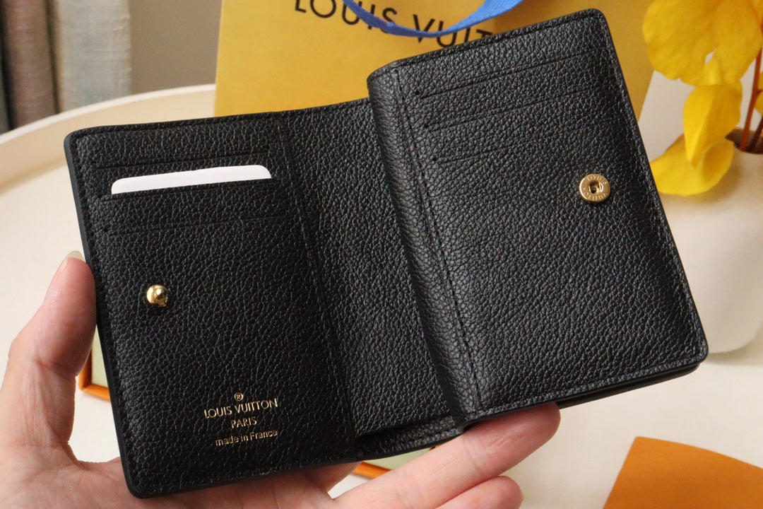 クレア ウォレット 12cm ブラック ラージ モノグラム アンプラント レザー