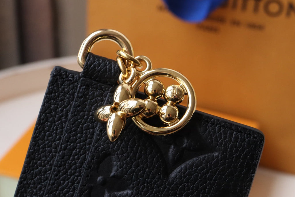 CHARM CARD HOLDER BLACK MONOGRAM CANVAS