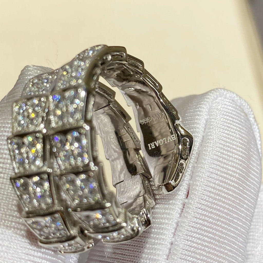 [⭐JeweliWhal]SERPENTI DOUBLE RING SILVER DIAMOND PAVED