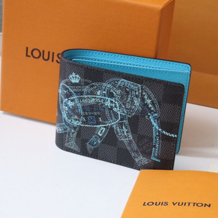 スレンダーウォレット 12 ブラック ブルー キャンバス