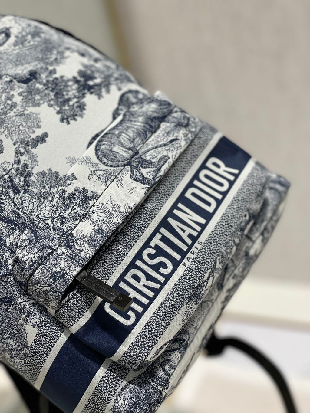 トラベルバックパック 20cm ホワイト ブルー オブリーク ジャカード