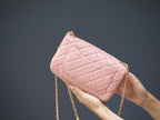 MINI RECTANGLE FLAP BAG 20CM PINK LAMBSKIN GOLD HARDWARE