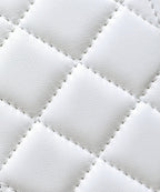 ミニ レクタングル フラップバッグ トップハンドル 20cm ホワイト ラムスキン シルバー金具