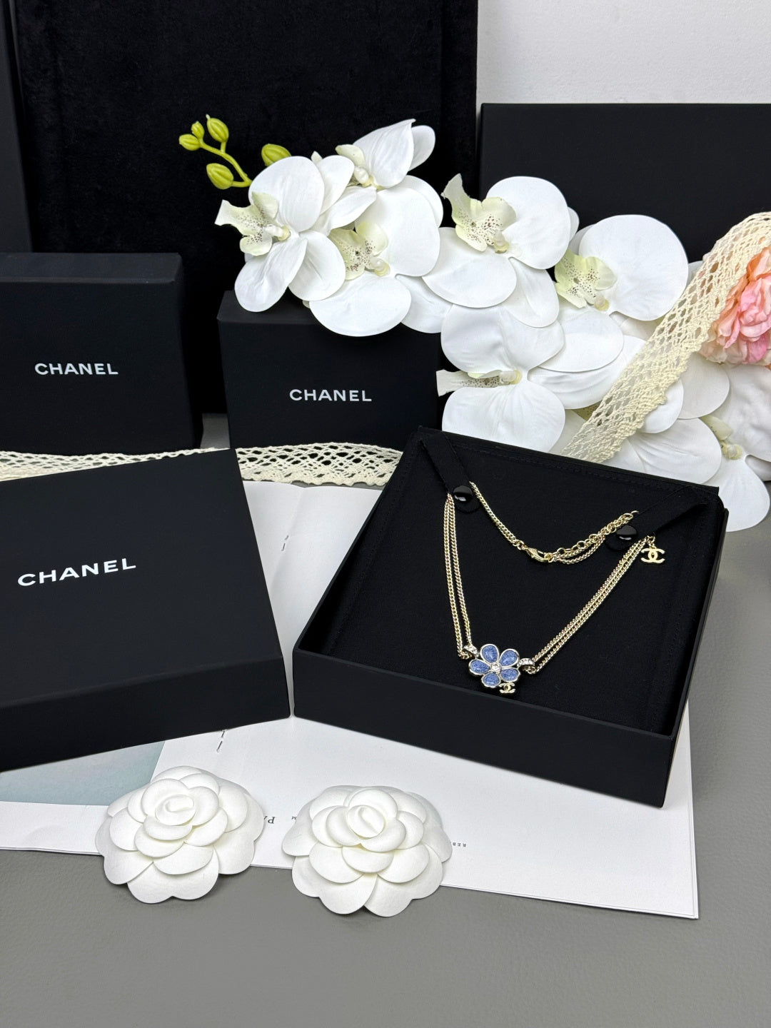 [⭐JeweliWhal]New Blue Floral Double-Layer Necklace