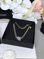 [⭐JeweliWhal]New Blue Floral Double-Layer Necklace