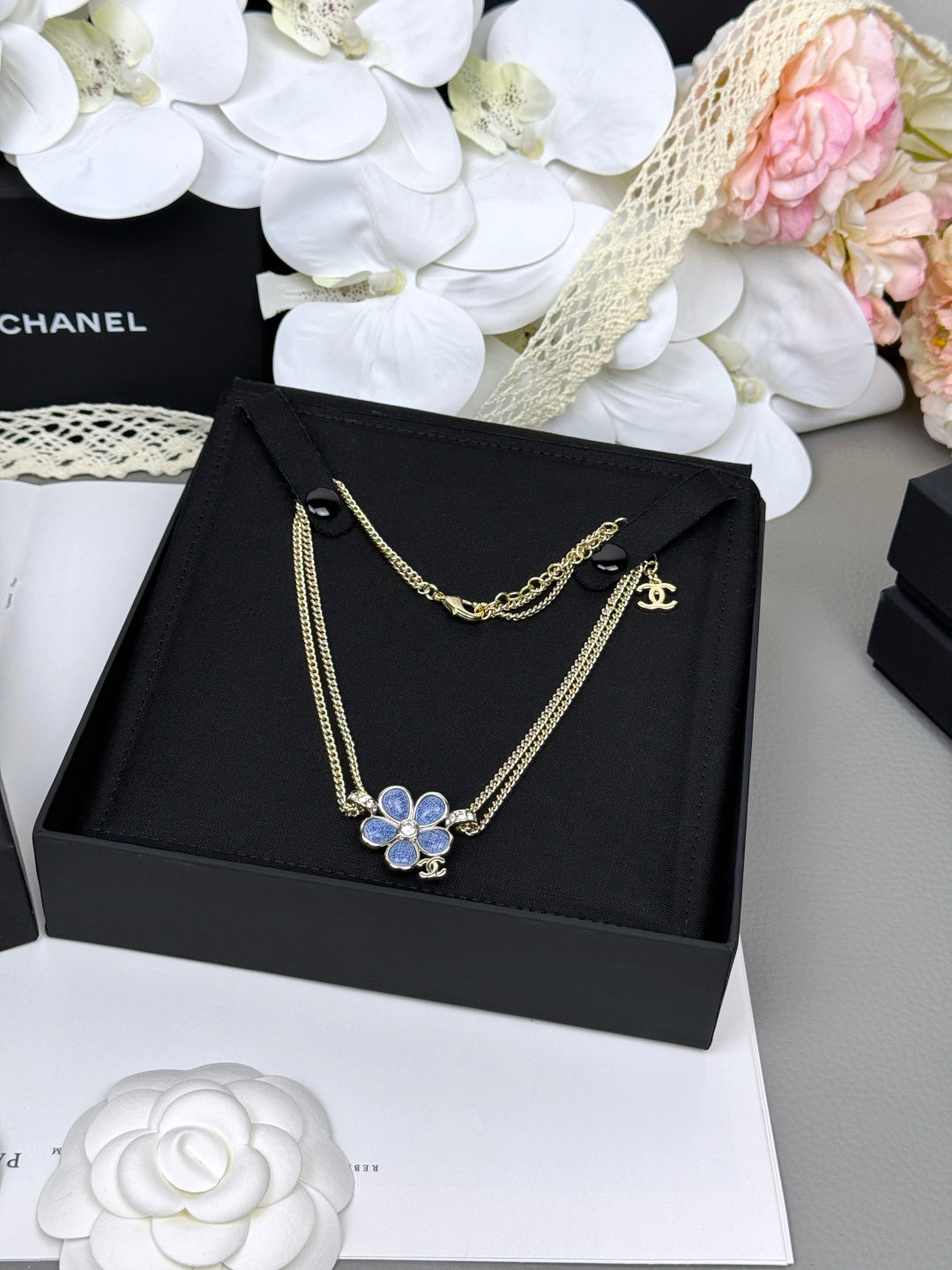 [⭐JeweliWhal]New Blue Floral Double-Layer Necklace