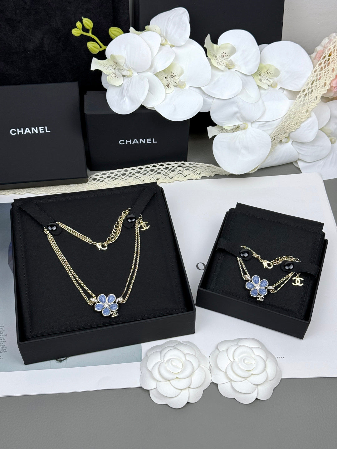 [⭐JeweliWhal]VOLTE 新作 ブルーフローラル ダブルレイヤーブレスレット