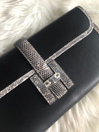 JIGE ELAN 29 クラッチバッグ（ブラックカーフスキン、ホワイトリザードスキン使用）（オーダーメイド）