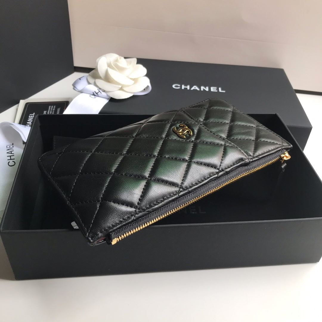 CCモバイルパース 19.5 ブラック グレインカーフスキン ゴールドアイコン