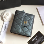 CCフラップカードホルダー 11.5 ブラック グレインカーフスキン ゴールドアイコン