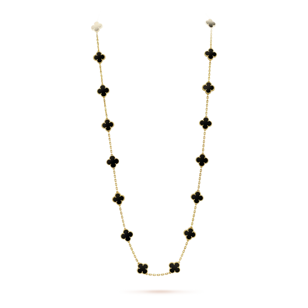 [⭐JeweliWhal]CLOVER 20 MOTIFS ONYX NECKLACE