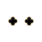 [⭐JeweliWhal]CLOVER MEDIUM 1 MOTIFS  ONYX STUD EARRINGS