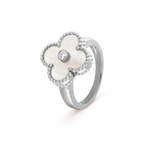 [⭐JeweliWhal]クローバー シルバー モップ ダイヤモンド リング