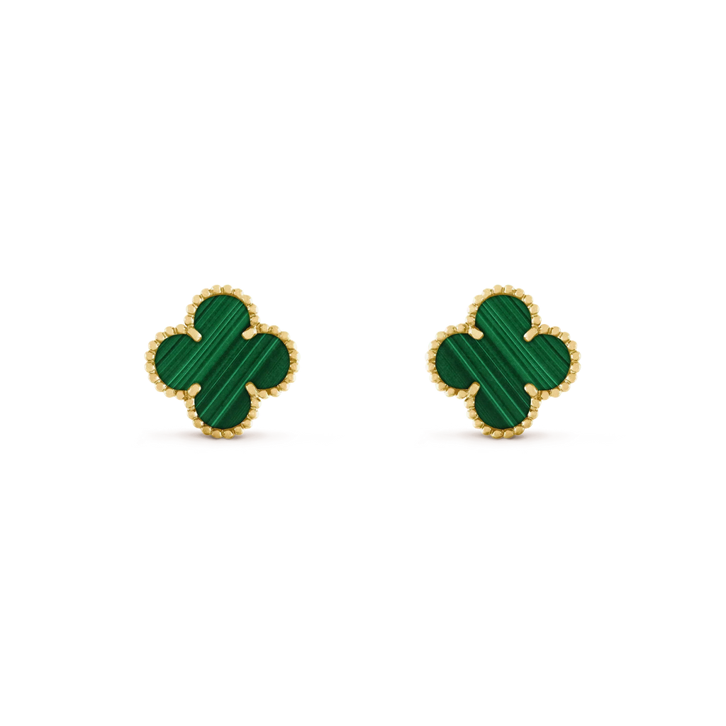 [⭐JeweliWhal]CLOVER MEDIUM 1 MOTIFS MALACHITE  EARRINGS