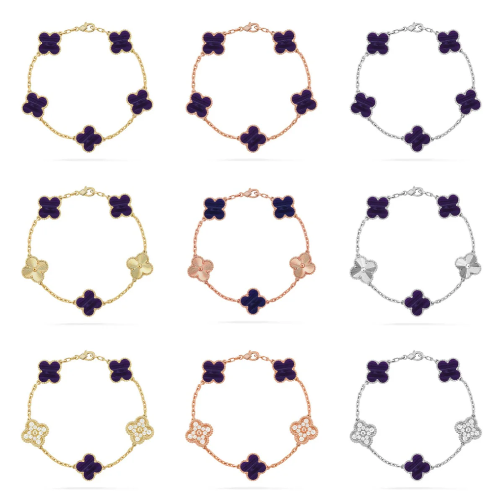 [⭐JeweliWhal]CLOVER 5 MOTIF PURPLE STRIPES BRACELET COLLECTION