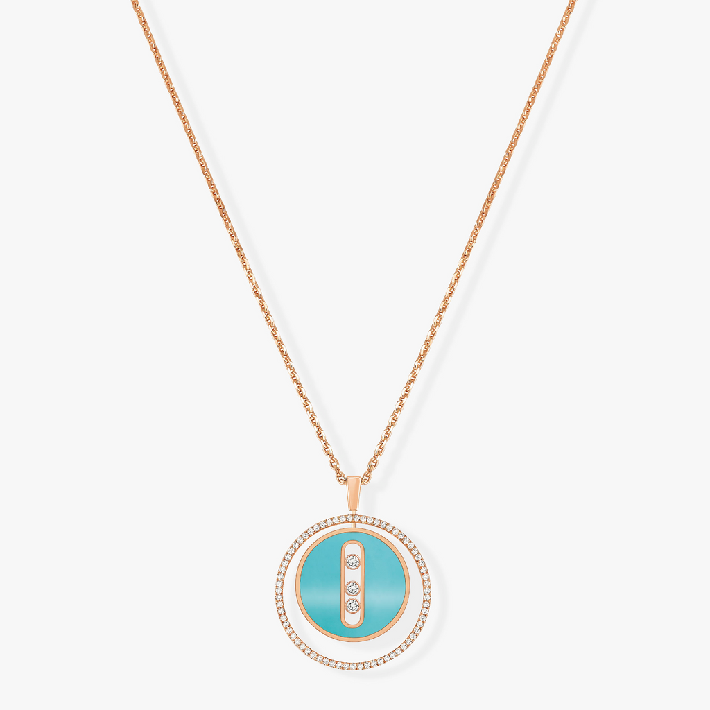 [⭐JeweliWhal]Demo MOVE 3 DIAMONDS TURQUOISE PINK GOLD DIAMOND NECKLACE