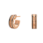 [⭐JeweliWhal]ZERO 1 ROCK PINK GOLD EARRINGS WITH STUDDED SPIRAL AND BLACK CERAMIC