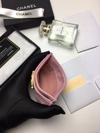 CC BOY CARD HOLDER 11.2 BABY PINK CALFSKIN GOLD ICON