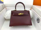 KELLY MINI 20 BAG IN WINE RED SMOOTH CALFSKIN WITH GOLD HARDWARE (MADE-TO-ODER)