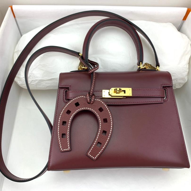 KELLY MINI 20 BAG IN WINE RED SMOOTH CALFSKIN WITH GOLD HARDWARE (MADE-TO-ODER)