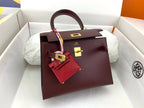 KELLY MINI 20 BAG IN WINE RED SMOOTH CALFSKIN WITH GOLD HARDWARE (MADE-TO-ODER)