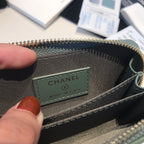 CC ジップ付きコイン ベーシック パース 11 ターコイズ カーフスキン ゴールドアイコン