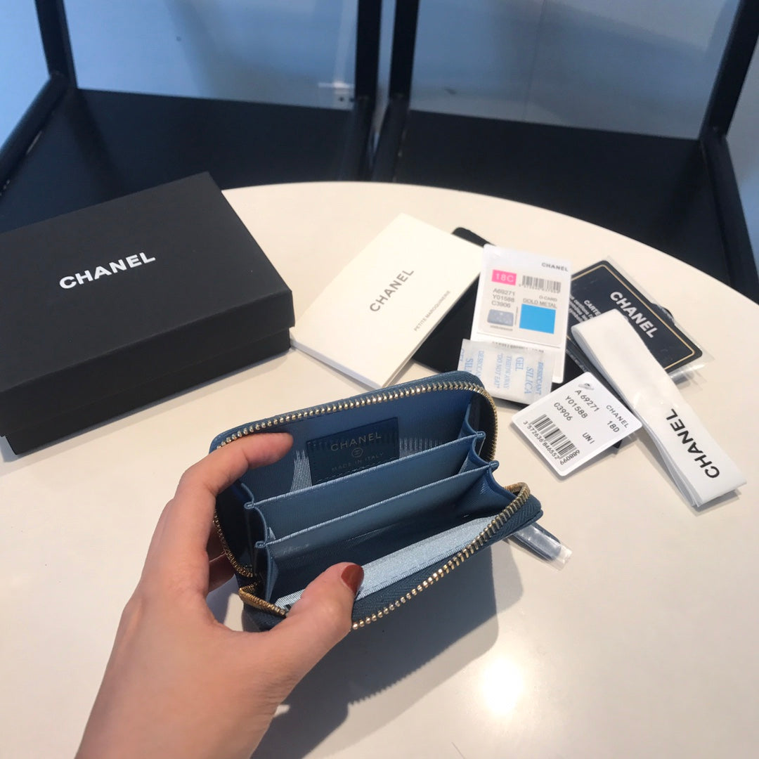 CC ジップ付きコイン ベーシック パース 11 エーゲ海カーフスキン ゴールドアイコン