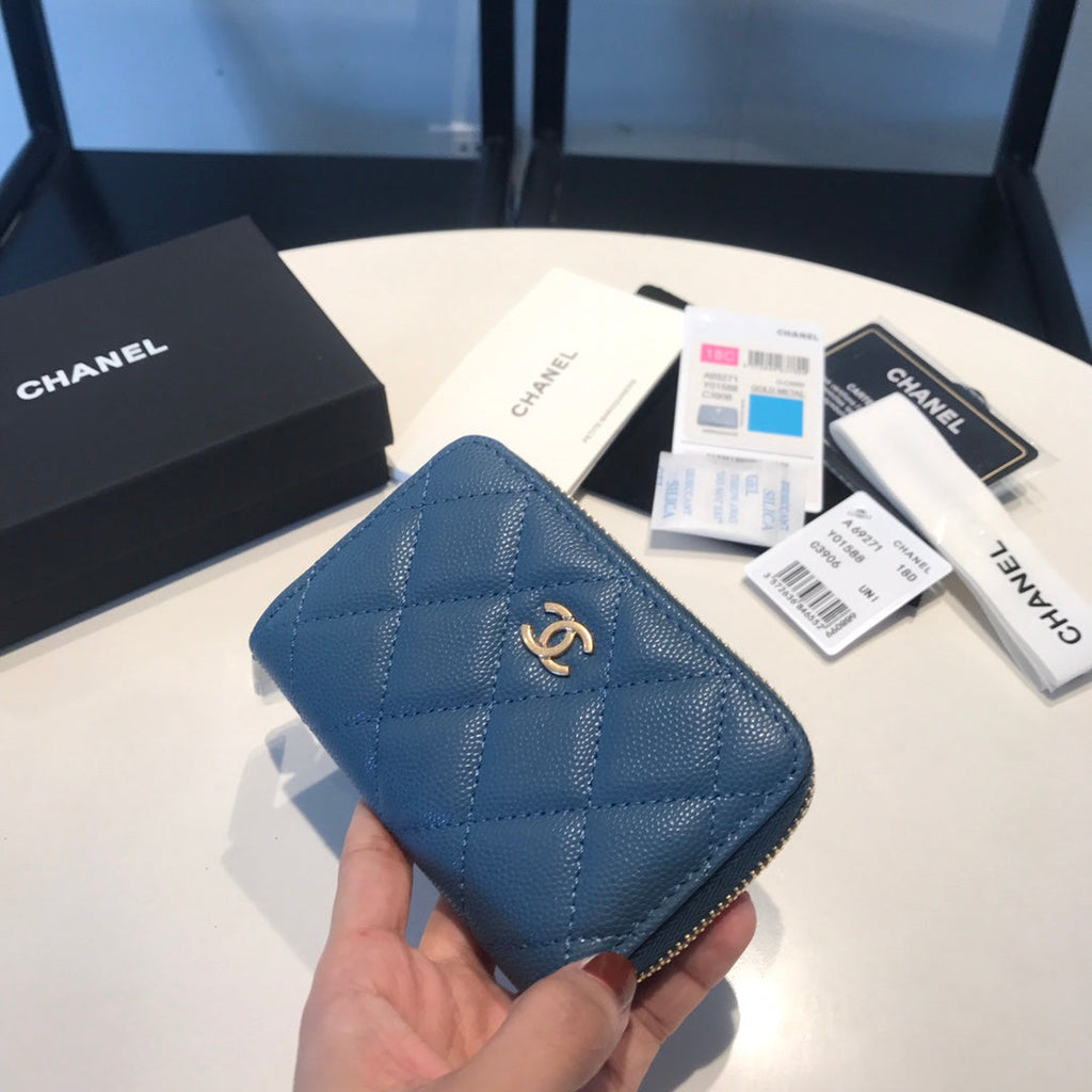 CC ジップ付きコイン ベーシック パース 11 エーゲ海カーフスキン ゴールドアイコン