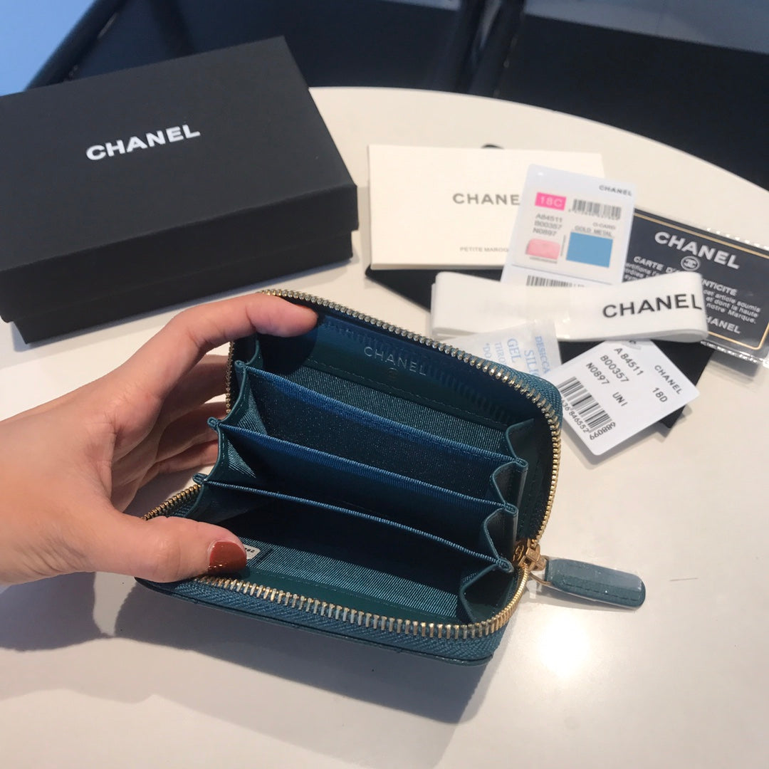 CC ジップキャビアパース 11 オーシャンカーフスキン ゴールドアイコン