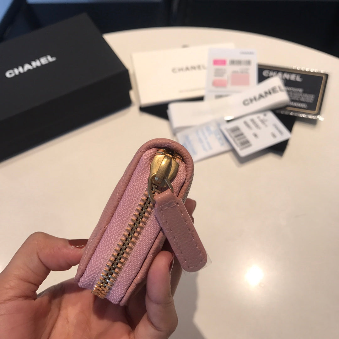 CC ジップキャビアパース 11 ピーチカーフスキン ゴールドアイコン