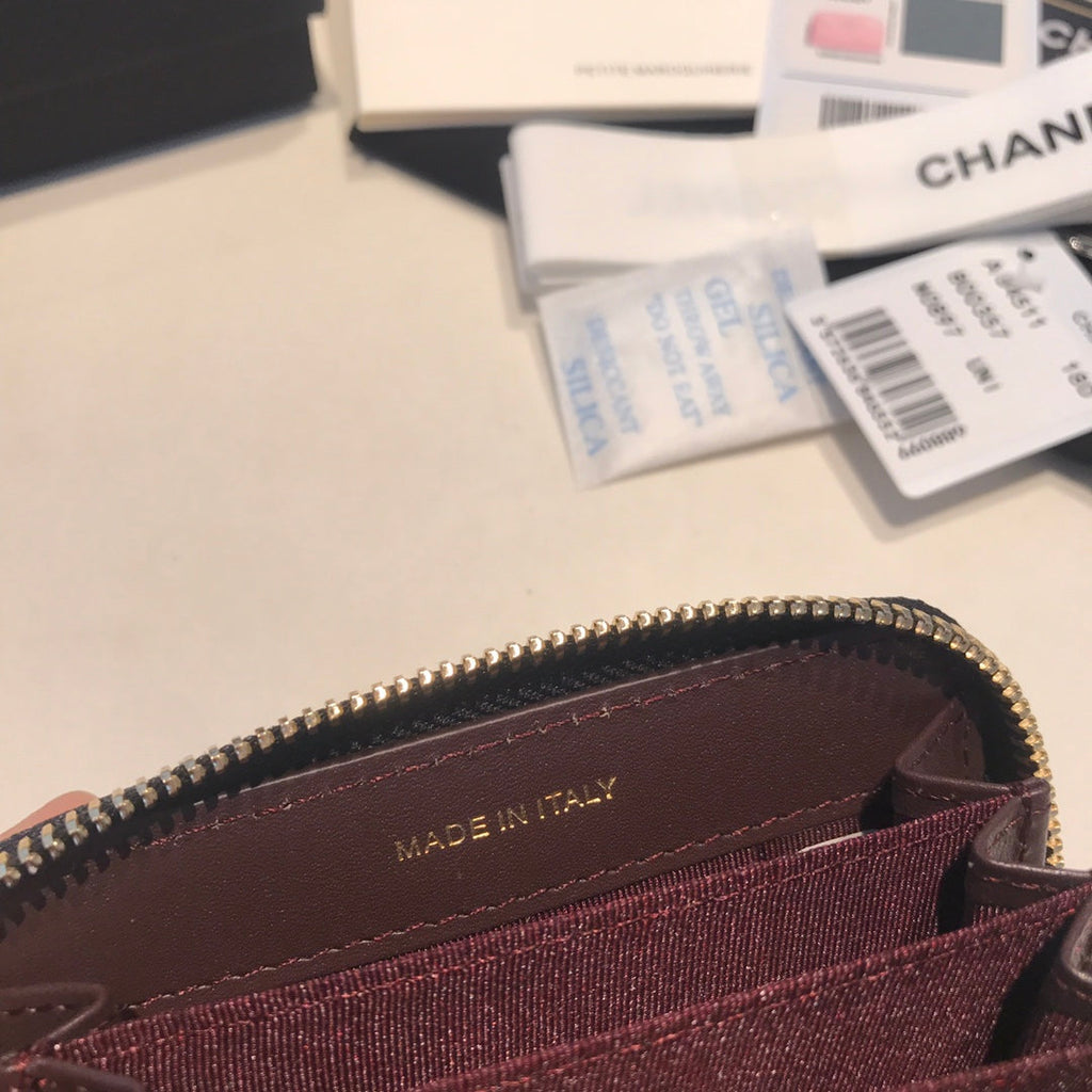 CC ジップキャビアパース 11 ブラック カーフスキン ゴールドアイコン