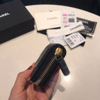 CC ジップキャビアパース 11 ブラック カーフスキン ゴールドアイコン