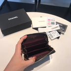 CC ジップキャビアパース 11 ブラック カーフスキン ゴールドアイコン