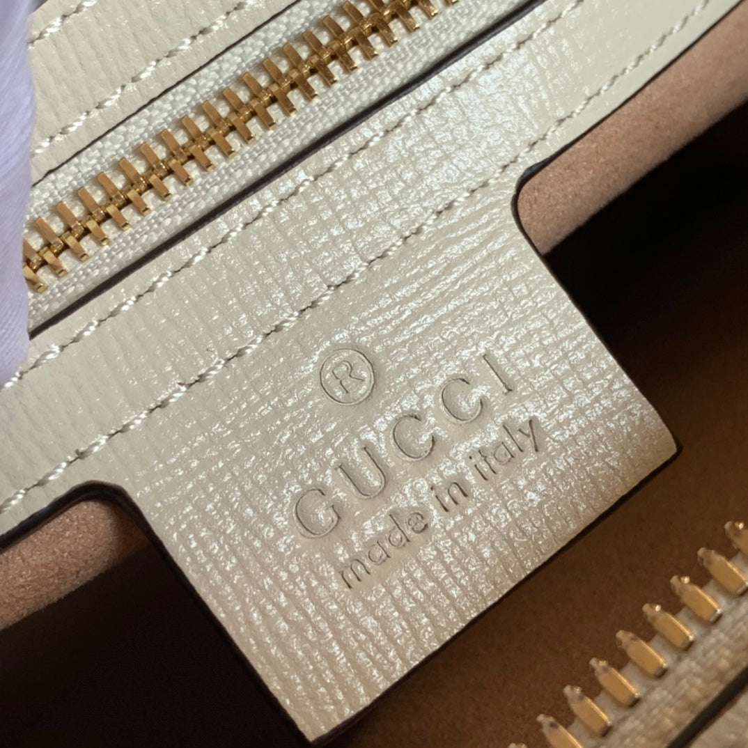 ホースビット 1955 ハンドバッグ 22 ブラウンキャンバスとホワイトカーフスキン