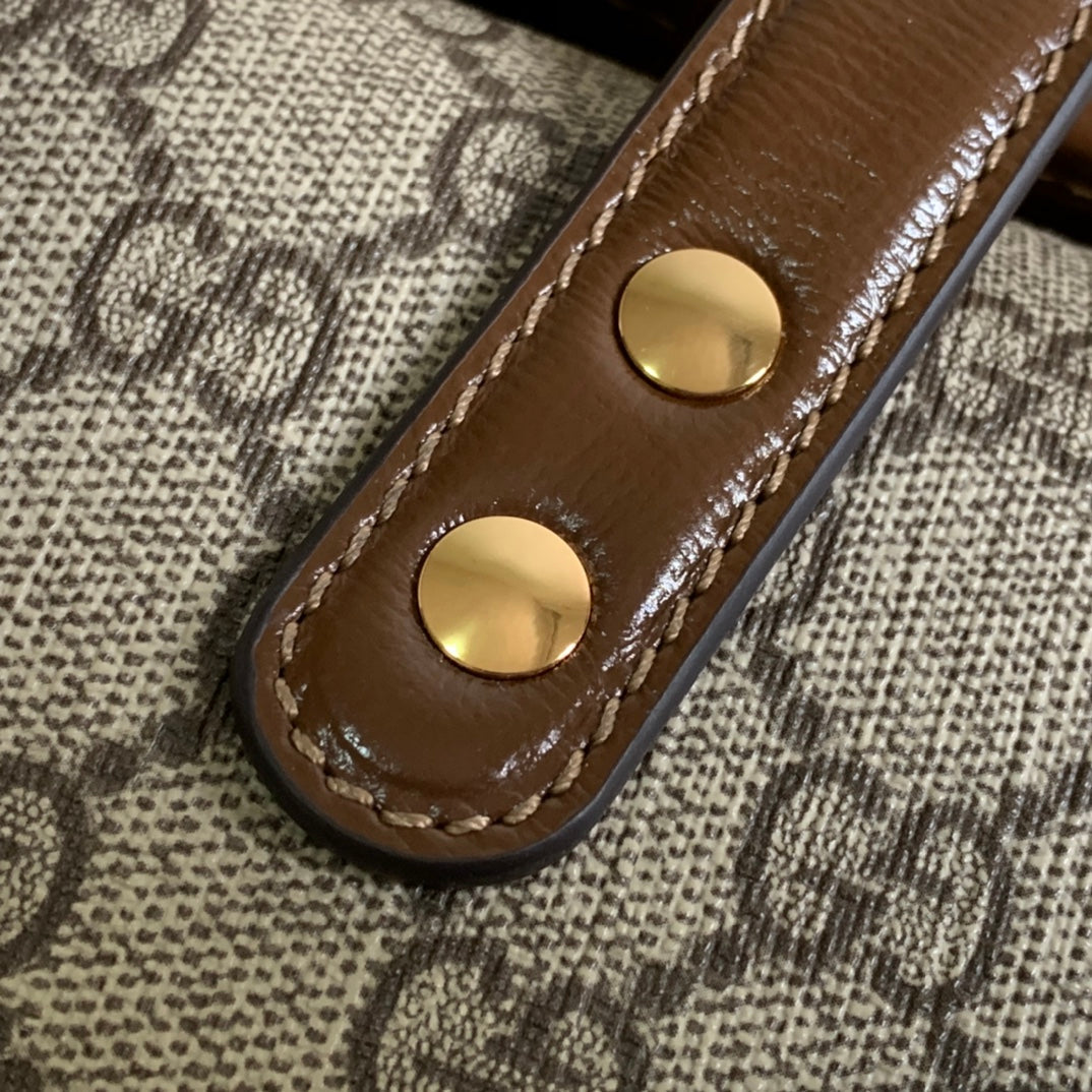 GGホースビット 1955 ミニ 23 バッグ（ベージュ キャンバスとブラウン カーフスキン）