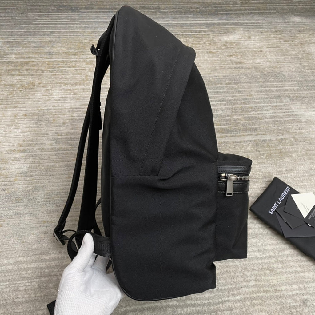 CITY BACKPACK 41 IN BLACK CANVAS, NYLON AND LEATHER