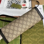 GG PADLOCK MEDIUM 26 SHOULDER BAG BEIGE CANVAS AND BLACK CALFSKIN