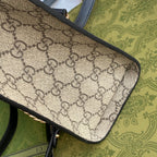 GG PADLOCK MEDIUM 26 SHOULDER BAG BEIGE CANVAS AND BLACK CALFSKIN