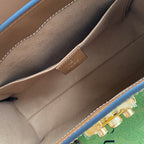 GG PADLOCK MEDIUM 26 SHOULDER BAG BEIGE CANVAS AND BROWN CALFSKIN