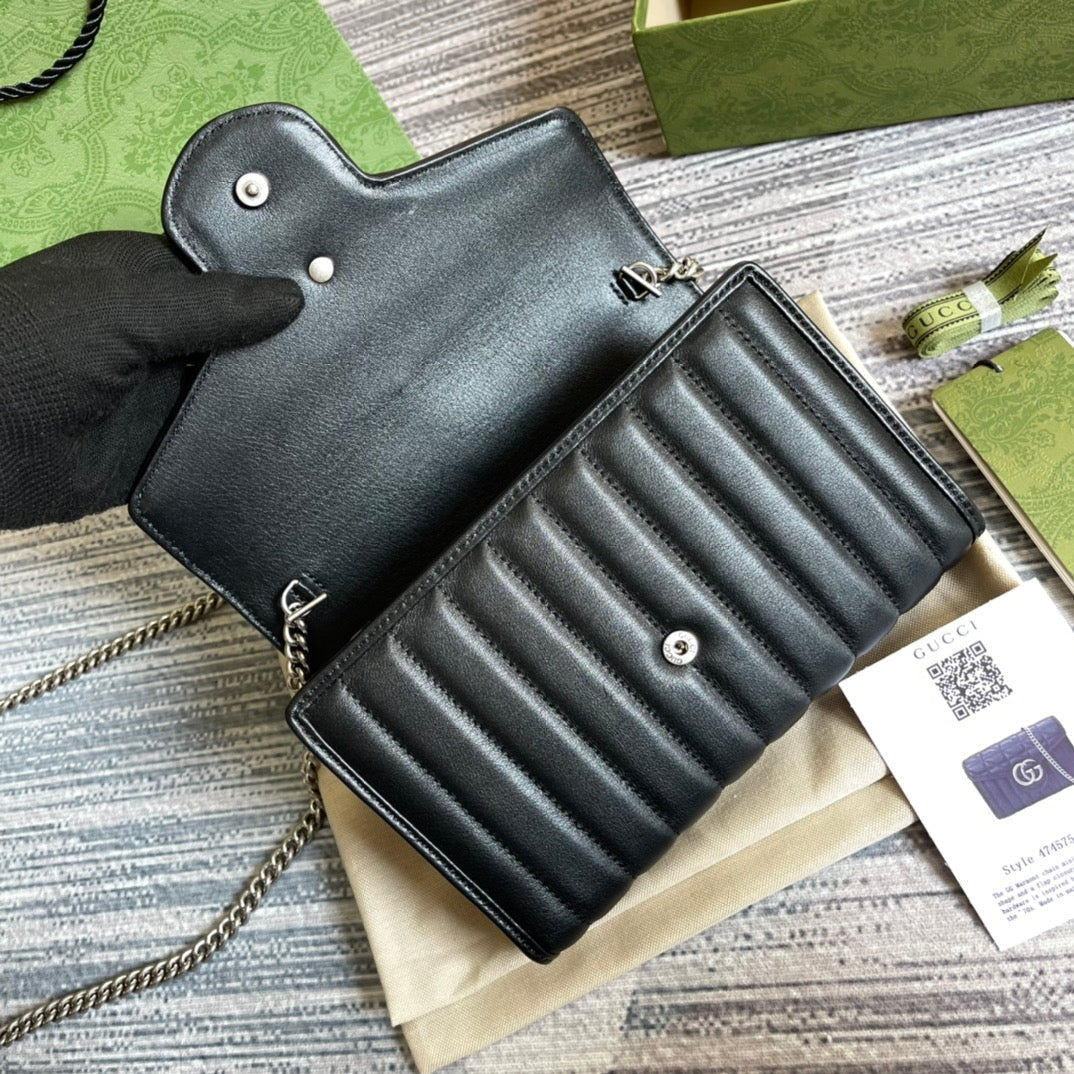 GGマーモント ミニ 20 ショルダーバッグ（ブラックカーフスキン）