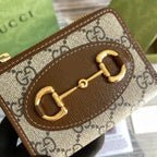 GGホースビット 1955 ミニ 11 ウォレット ベージュ＆エボニー キャンバス