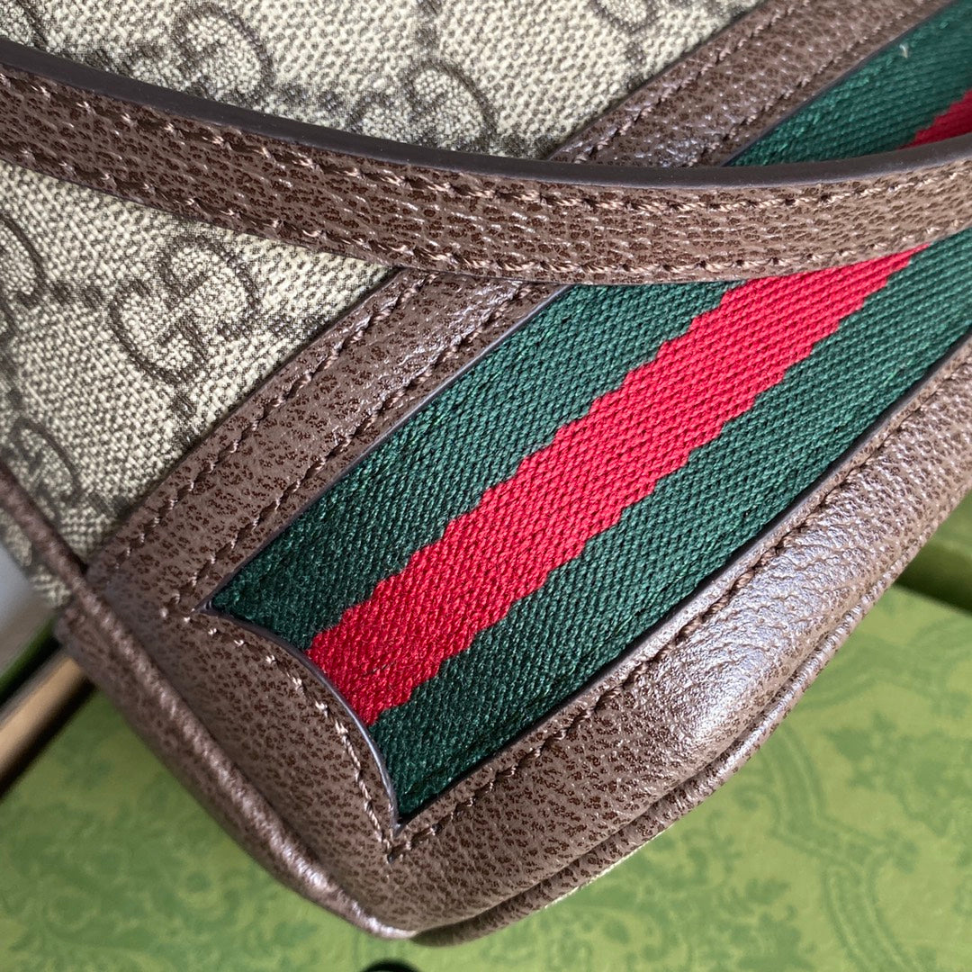 オフィディア ミニ バケットバッグ 18 ウェブ付き ベージュエボニーキャンバス ミックスブラウンカーフスキン