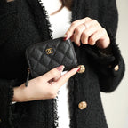 CC ジップ付きコイン ベーシック パース 11 ブラック カーフスキン ゴールド アイコン