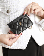 CCカードホルダー 11 ブラック カーフスキン ゴールドアイコン