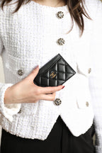 CCカードホルダー 11 ブラック カーフスキン ゴールドアイコン