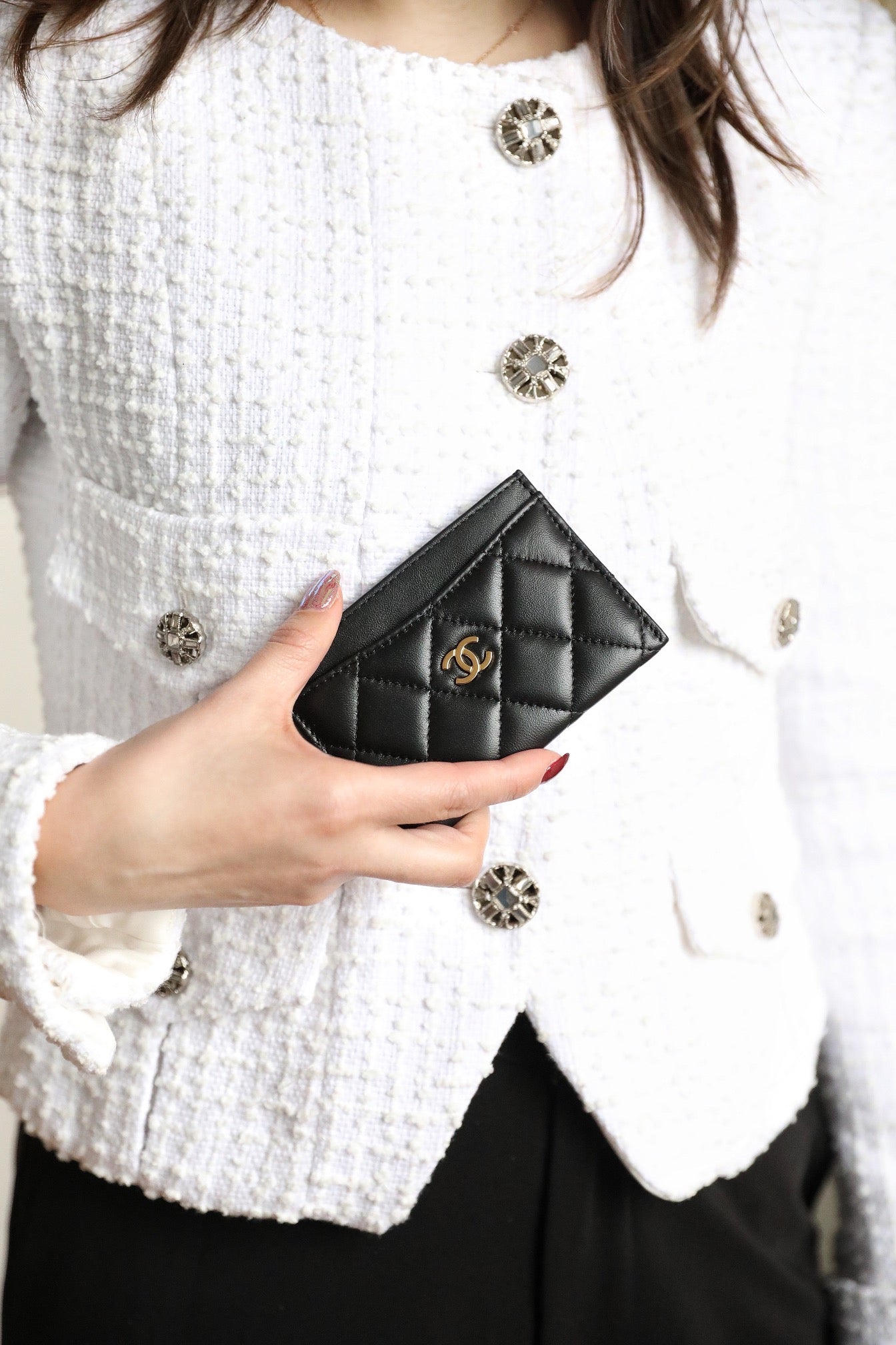 CCカードホルダー 11 ブラック カーフスキン ゴールドアイコン