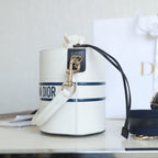 VIBE 18 BUCKET BAG IN WHITE CALFSKIN