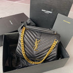 カレッジミディアム 24インチ ブラック ラムスキン ゴールドハードウェア